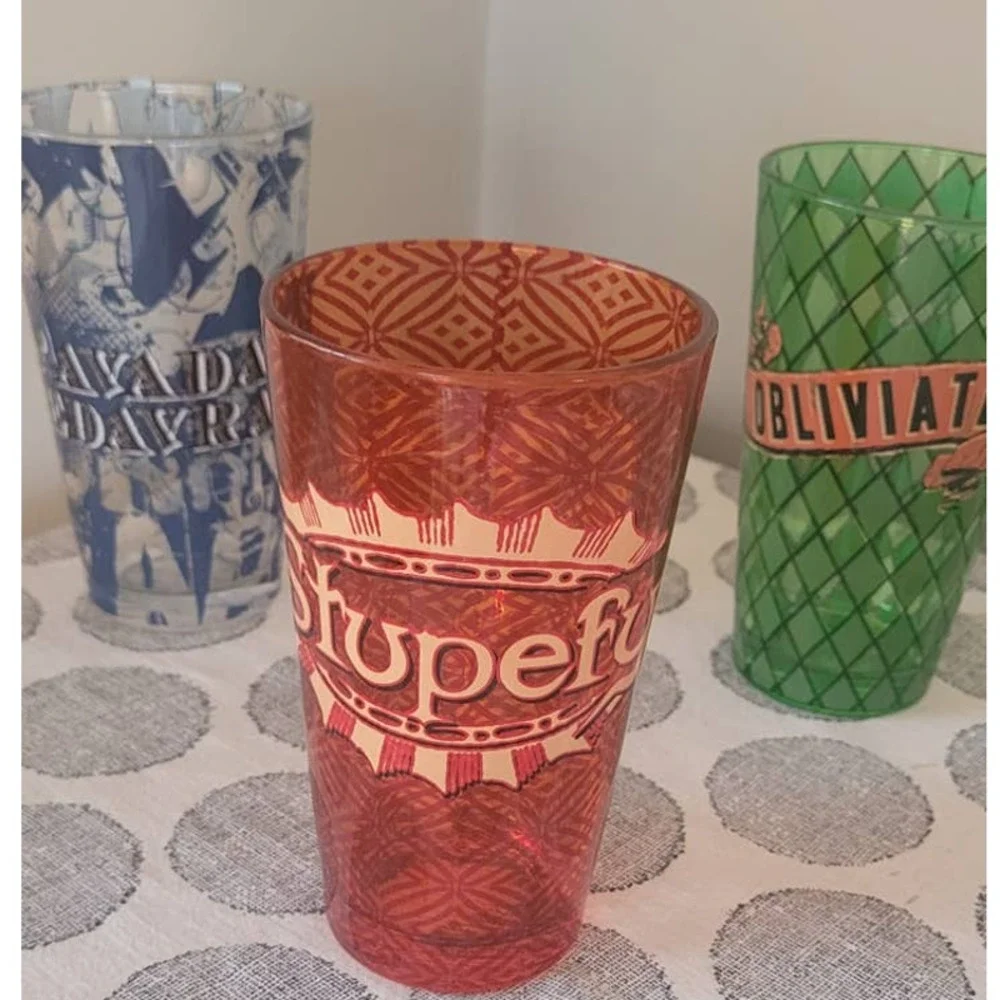 Harry Potter Themed Hogwarts Houses and Spells Drinking Glasses Set of 3